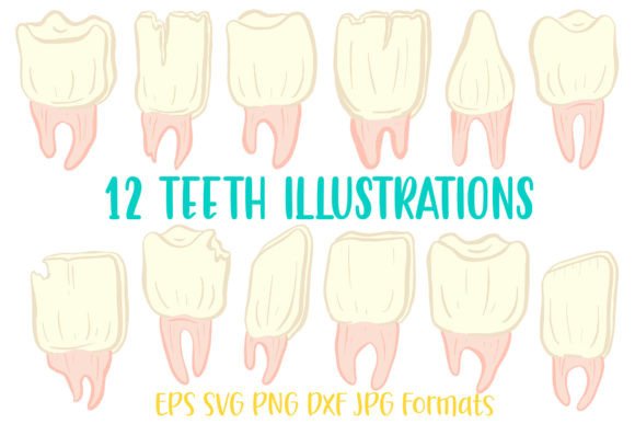 12 Teeth Tooth Logo Cartoon Sticker Idea: Creative Vector Assets