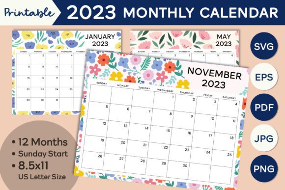 2023 Monthly Calendar | Digital Download for Creative Professionals
