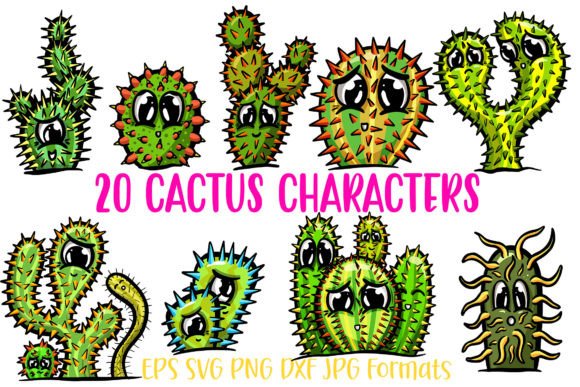 Adorable Cactus & Succulent Cartoon Designs for Creative Projects