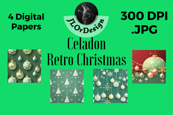 Celadon Retro Christmas Digital Papers: A Designer's Asset