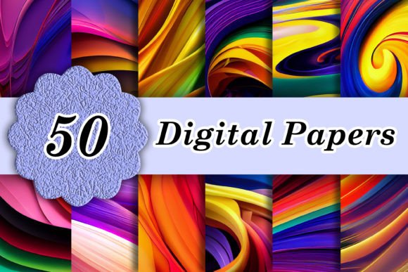 Elevate Your Projects with Abstract Rainbow Flow Digital Papers