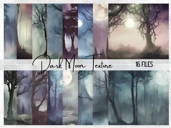 Enchanting Watercolor Dark Moon Illustrations for Designers