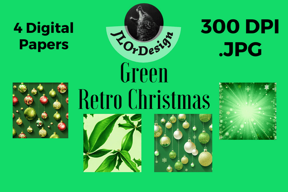 Green Retro Christmas Digital Papers: A Designer's Festive Toolkit