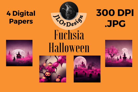 Vibrant Fuchsia Halloween Digital Papers for Modern Design